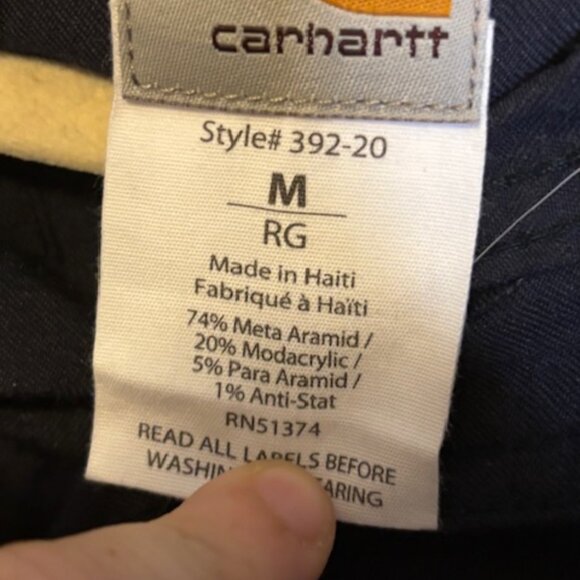 Carhartt Shirt Men's Size Medium Flame Resistant Cat 2 Twill Navy blue - Picture 3 of 3